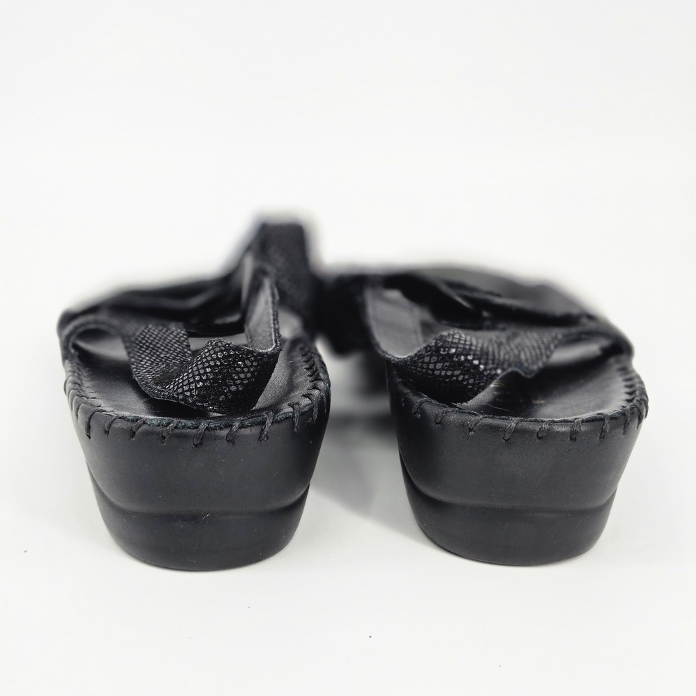 La Plume Becka Black Metallic Snakeskin Leather Orthotic Slingback Sandals 41 10 - Picture 4 of 11